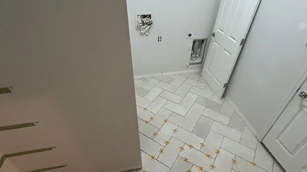 Tiled bathroom remodel in progress in a Pinellas County home