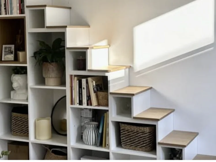 Custom built-in shelving and trim carpentry in a Dunedin living room